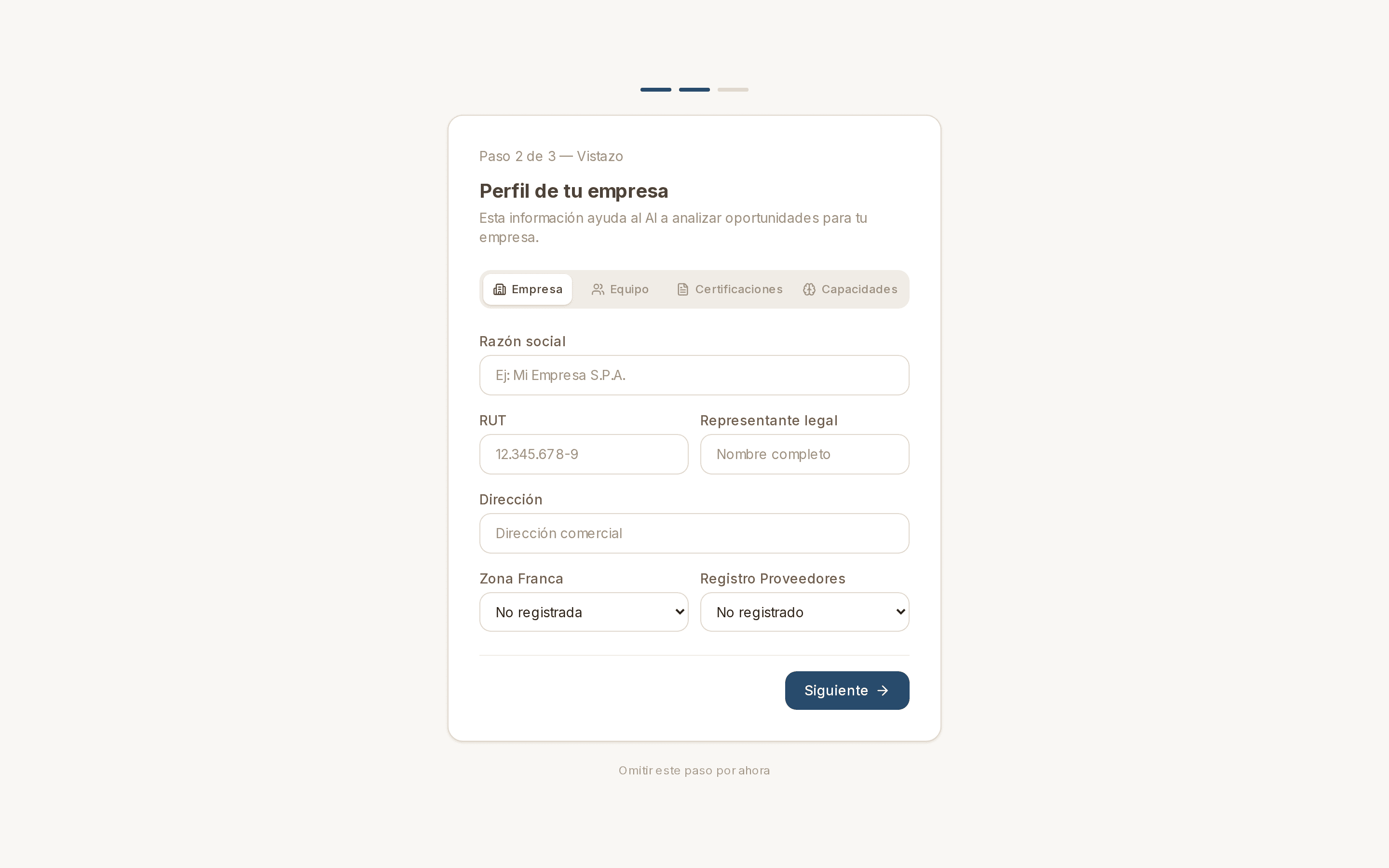 Configuración de perfil de empresa